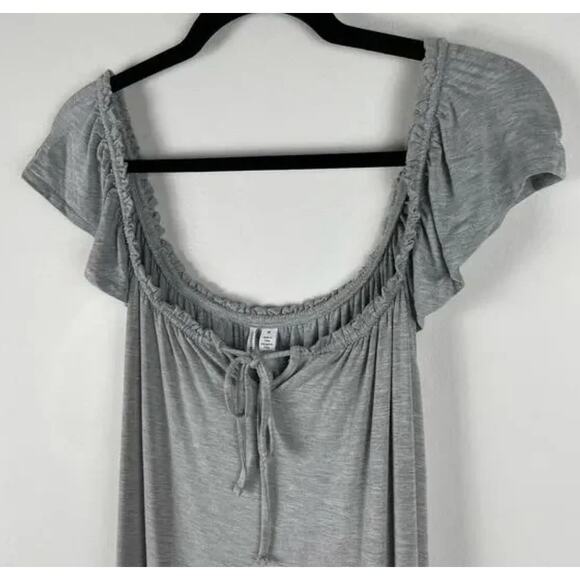 Nordstrom Maxi Dress Swing Tie Detail Peasant Flouncy Hem Minimalist M Gray - Picture 6 of 8